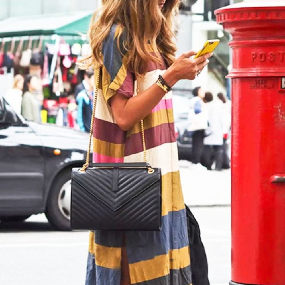 Mustard Navy Stripe Loose Fit Midi Dress